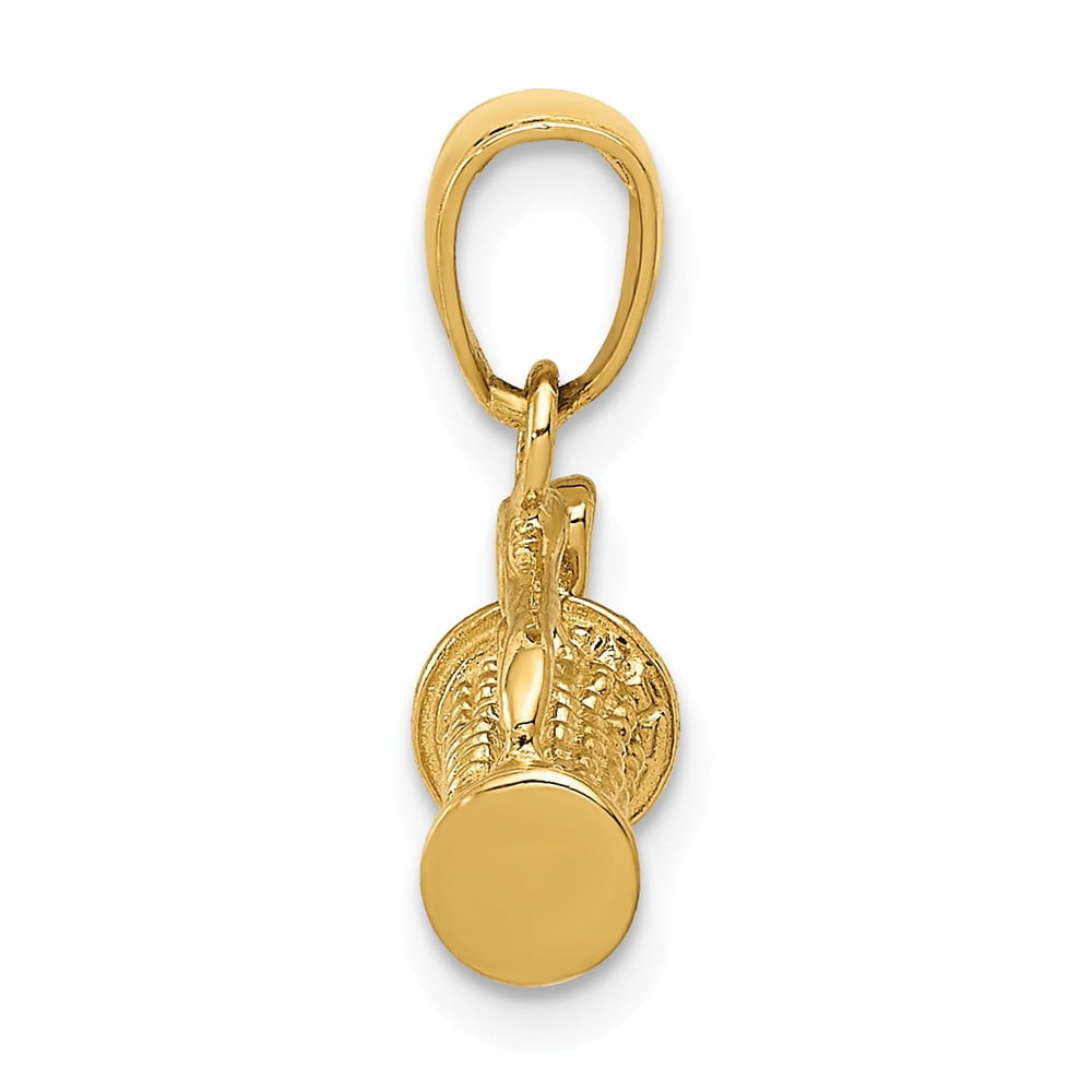 14k Yellow Gold Solid Polished 3-Dimensional Golf Bag with Clubs Charm 17.1x14.9mm Pendant Necklace for Women