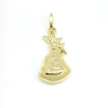 14k yellow gold 3D hollow dollar sign money bag lucky pendant charm gift 1.4g