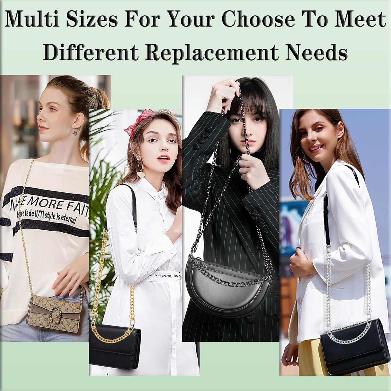 1  Flat Purse Chain Iron Bag Link Chains  Straps Chains with  Buckles Hook for Replacement, DIY Handbags Crafts, 7.9 /20cm()