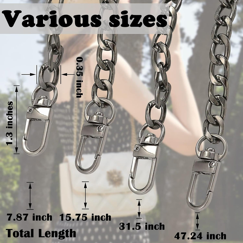 1  Flat Purse Chain Iron Bag Link Chains  Straps Chains with  Buckles Hook for Replacement, DIY Handbags Crafts, 7.9 /20cm()