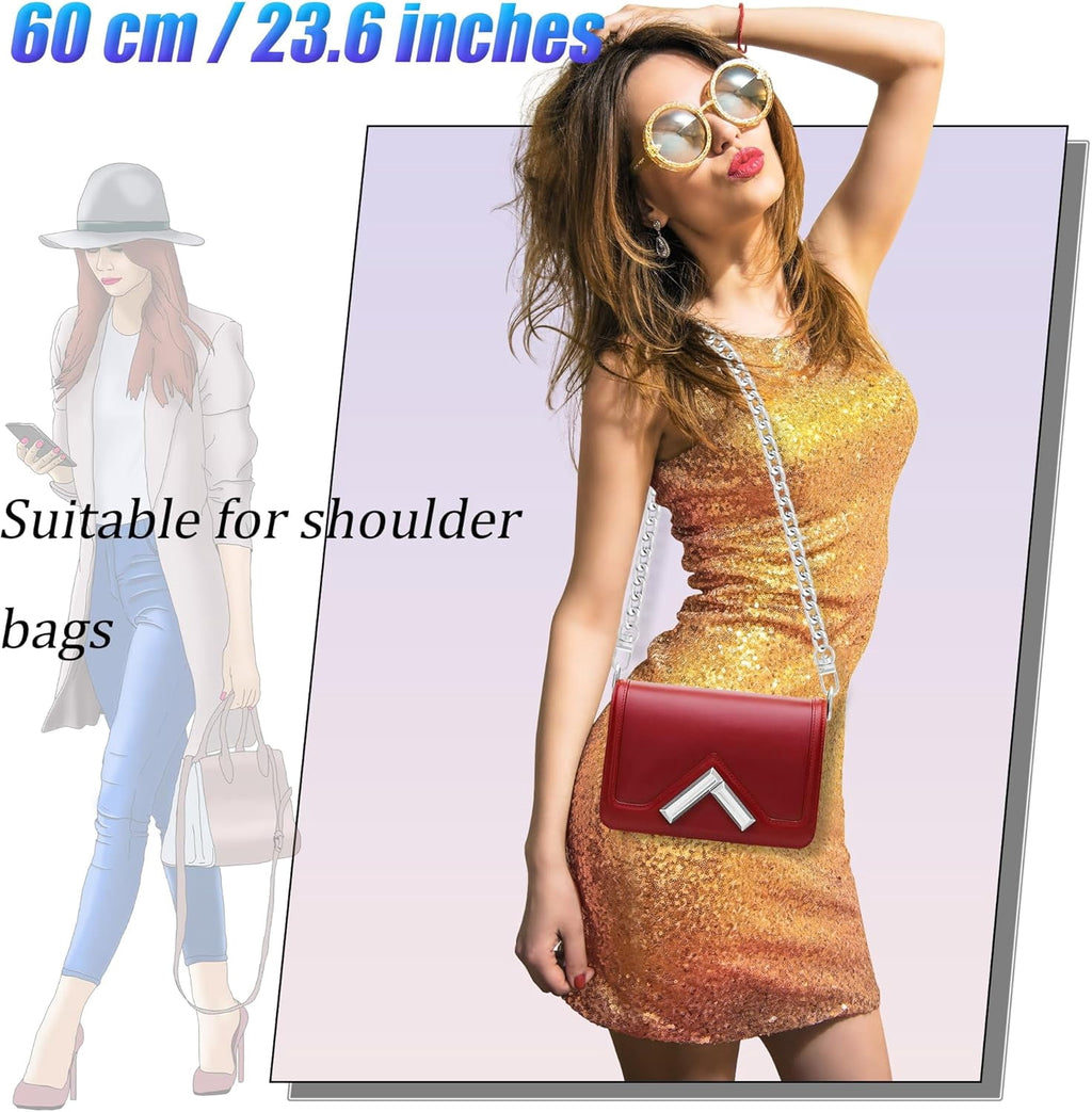 1  Flat Purse Chain Iron Bag Link Chains  Straps Chains with  Buckles Hook for Replacement, DIY Handbags Crafts, 7.9 /20cm()