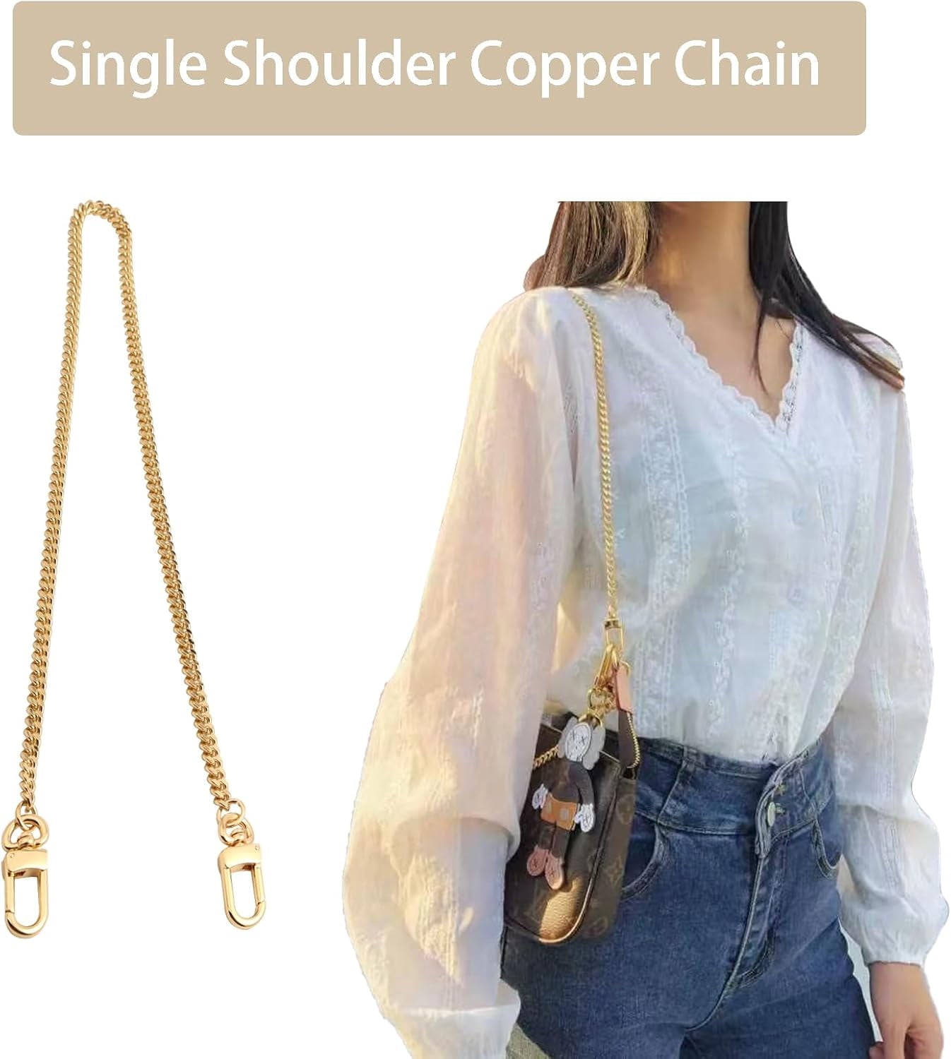 Bag Chain Strap for Handbag Replacement, Purse Chain Accessories, Purse Chain Strap CrossBody with  Buckles