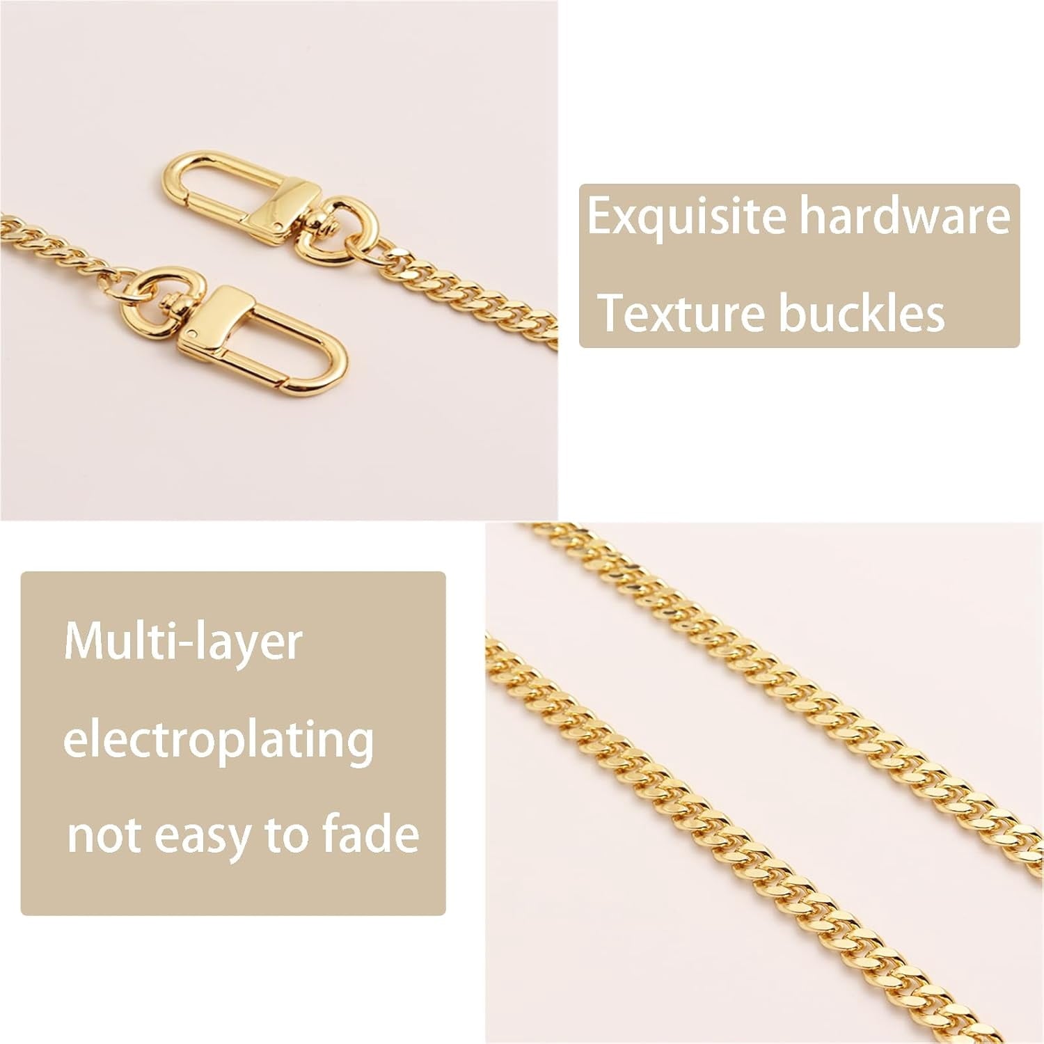 Bag Chain Strap for Handbag Replacement, Purse Chain Accessories, Purse Chain Strap CrossBody with  Buckles
