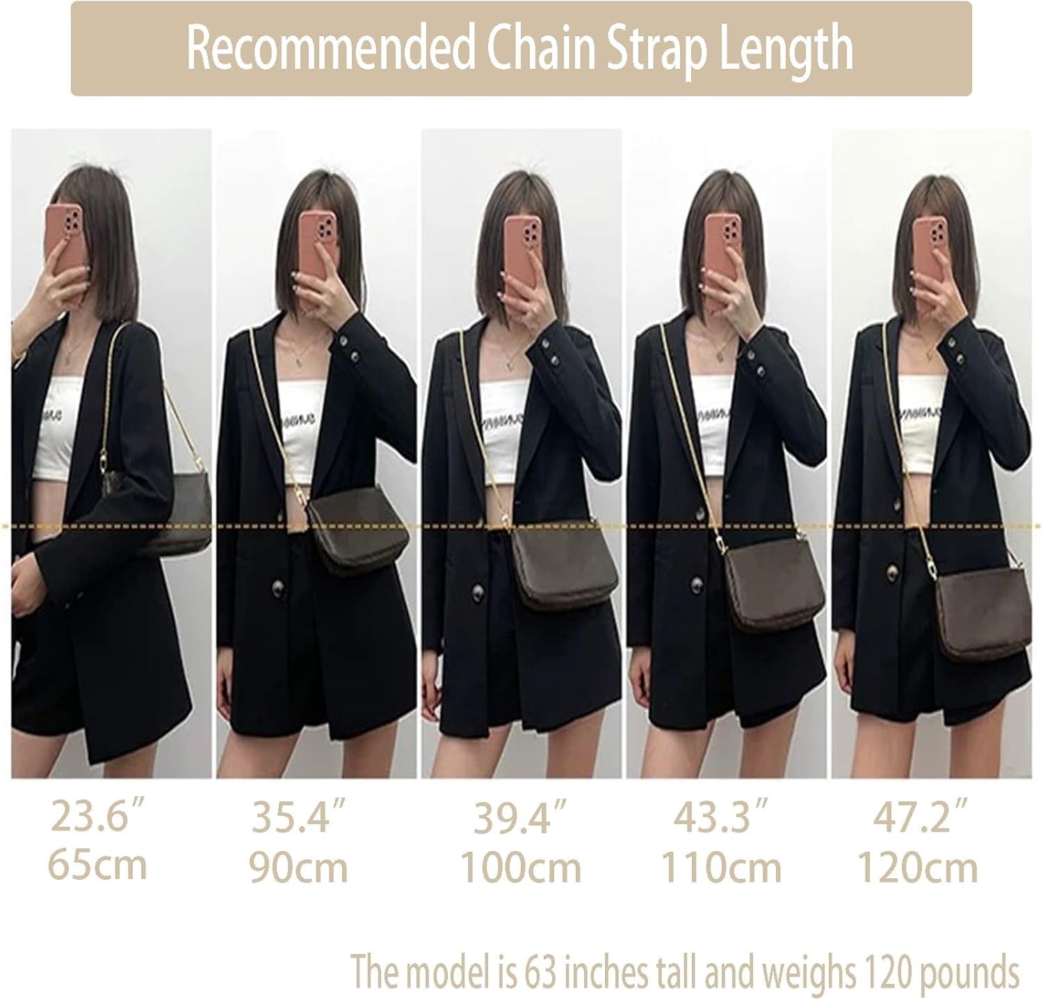 Bag Chain Strap for Handbag Replacement, Purse Chain Accessories, Purse Chain Strap CrossBody with  Buckles