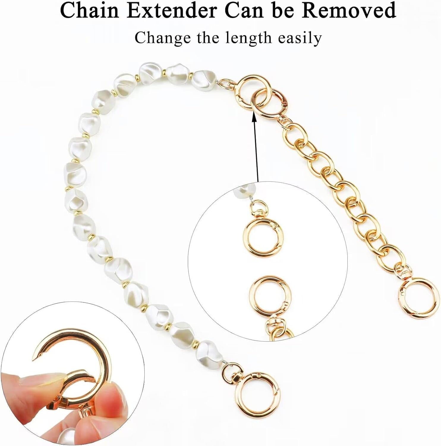 Purse Chain Handles - Short Strap Replacement for Handbag Set of 2, 15.7 &amp; 7.8 Inch Long ()