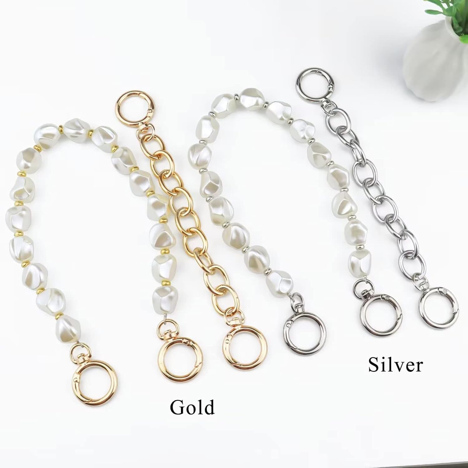 Purse Chain Handles - Short Strap Replacement for Handbag Set of 2, 15.7 &amp; 7.8 Inch Long ()