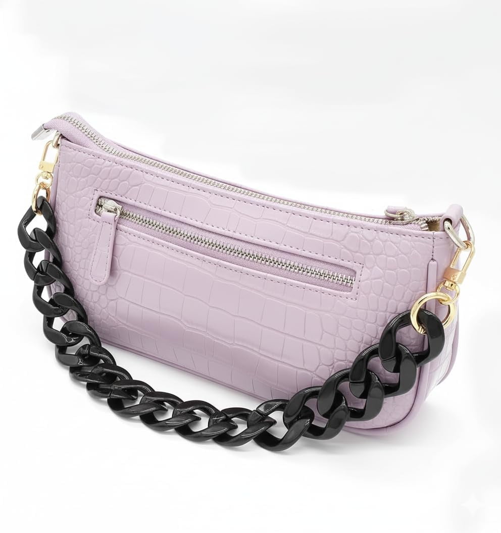 Purse Charm Chain for Bags, Handbags Chain Short Bag Chain Strap for Purse,Short Handle Bag Luxury Handbag Strap Decorative Replacement Accessories Chains for DIY Crafts - 18.5in Black