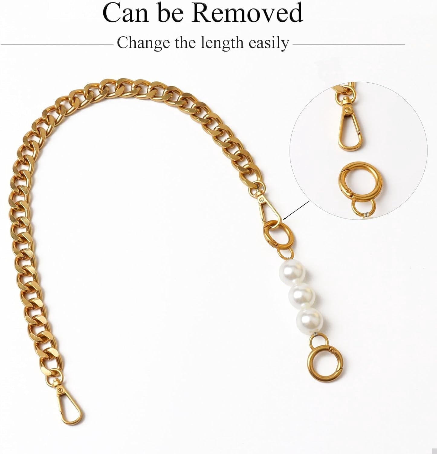 Chunky Purse Chain Handles - Short Strap Replacement for Handbag Set of 2, 17.7 &amp; 5  Long