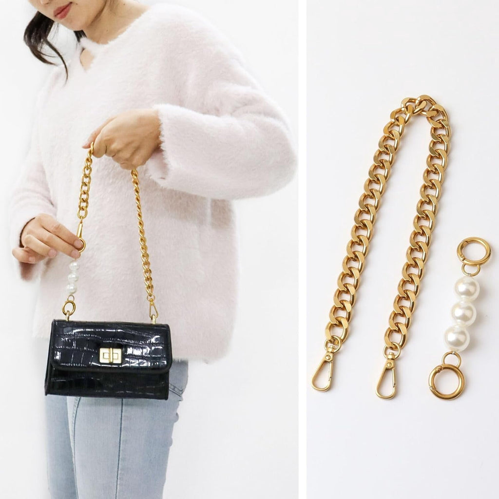 Chunky Purse Chain Handles - Short Strap Replacement for Handbag Set of 2, 17.7 &amp; 5  Long