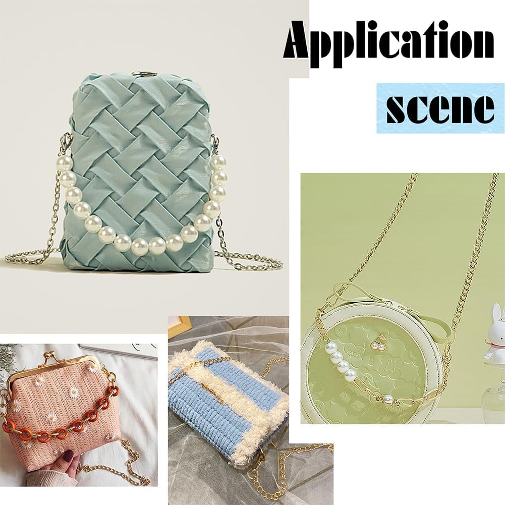 63 inch Flat Purse Chain, Extra Long Iron Corssbody Bag Chains Strap Replacement 10mm Width Golden Handbags Handle for Wallet Clutch Satchel Tote