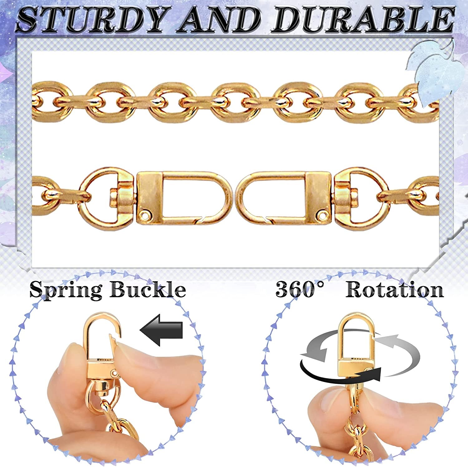 1 count Purse Chain Strap Cross  Chain Strap Replacement Chain for Handbag  Bag Purse(.2 Inches/120cm-O Chain 0.28 Inch, ) .2 Inches-O chain 0.28 Inch