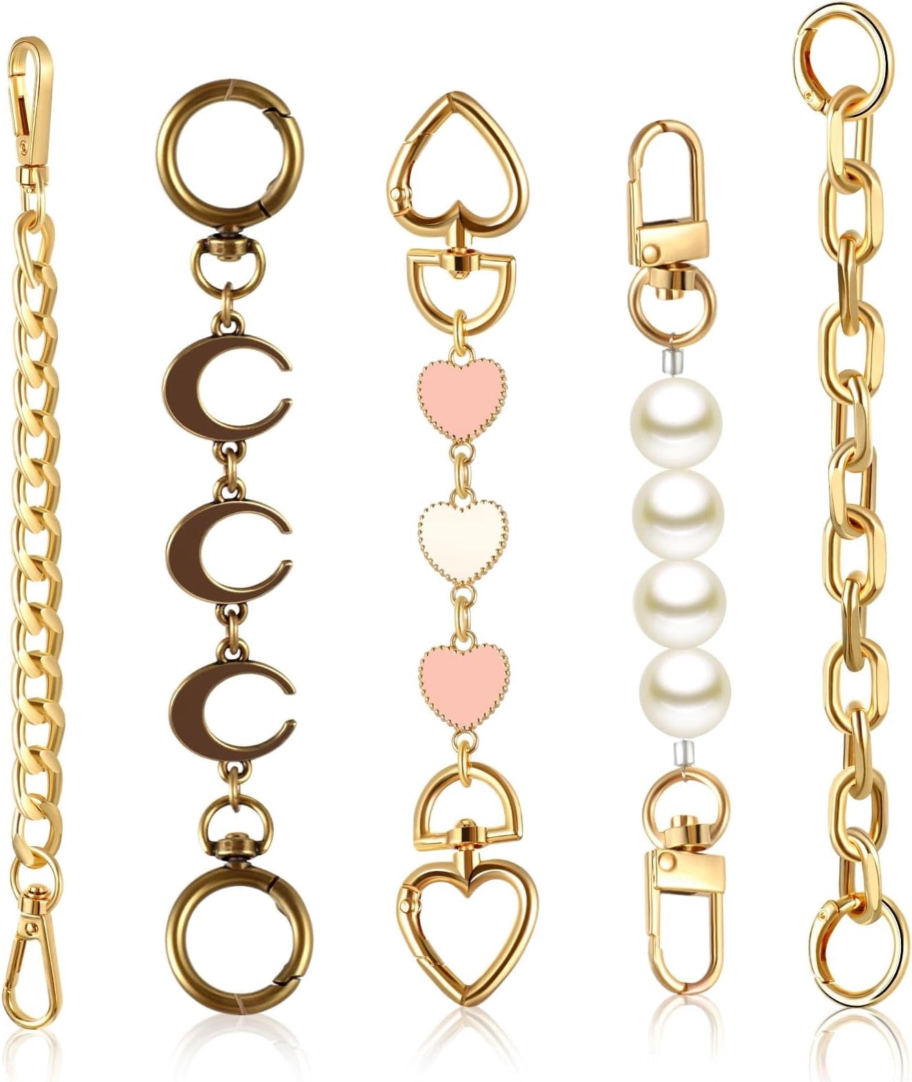 5 count Bag Extender Chain Purse Strap Extender   Bag Replacement Chain for Handbag Crossbag ShoulderBag Making Supplies Purse Chains Accessories(Stylish)