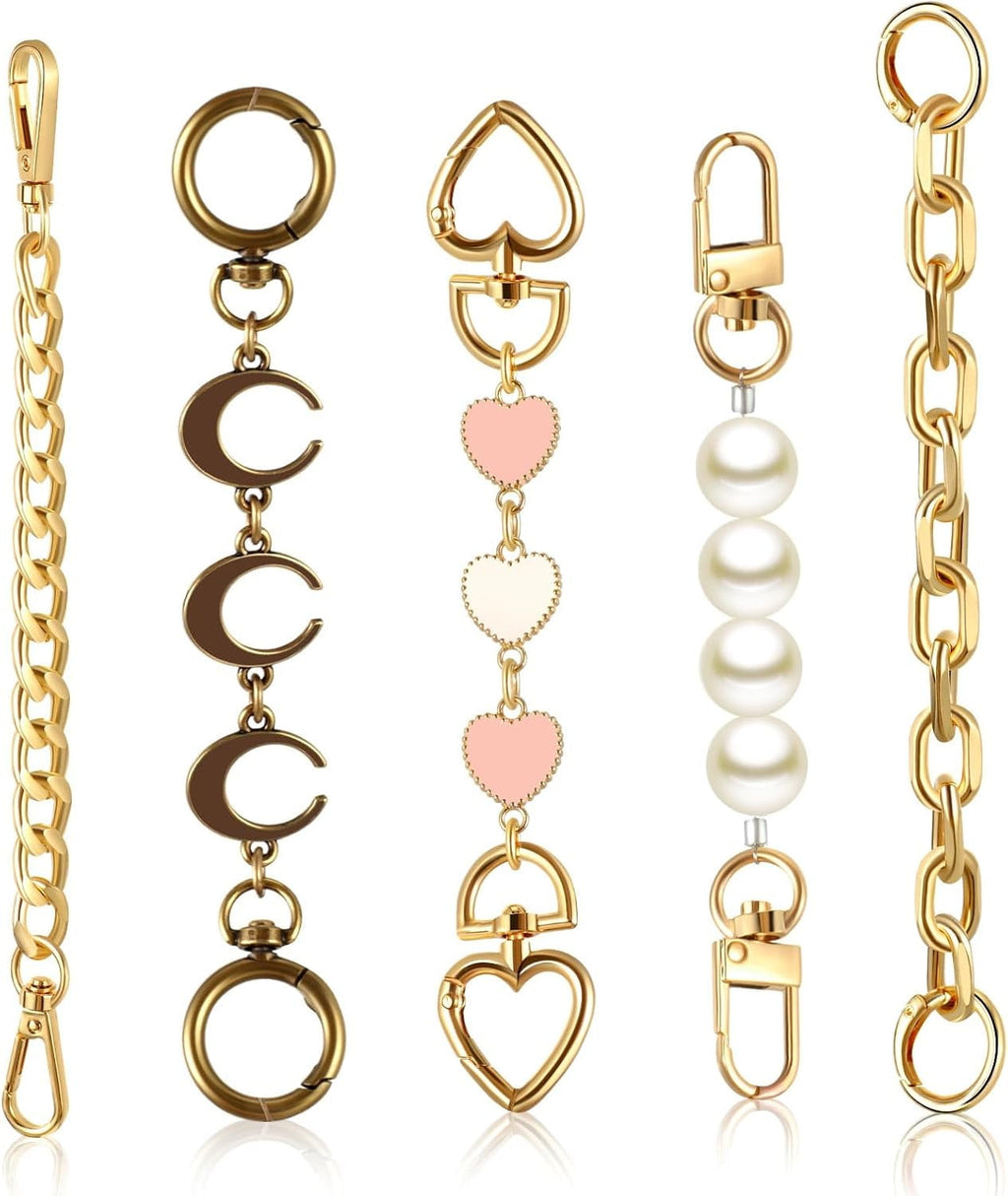 5 count Bag Extender Chain Purse Strap Extender   Bag Replacement Chain for Handbag Crossbag ShoulderBag Making Supplies Purse Chains Accessories(Stylish)