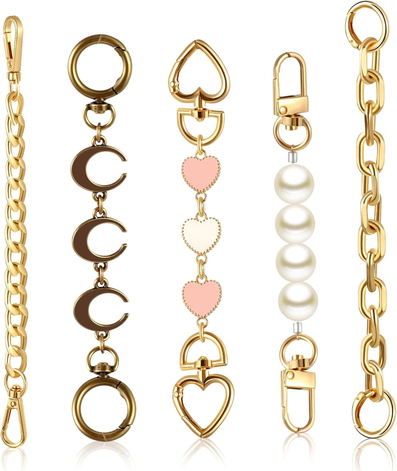 5 count Bag Extender Chain Purse Strap Extender   Bag Replacement Chain for Handbag Crossbag ShoulderBag Making Supplies Purse Chains Accessories(Stylish)