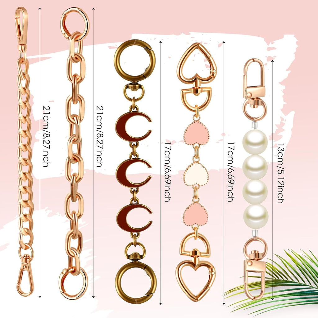 5 count Bag Extender Chain Purse Strap Extender   Bag Replacement Chain for Handbag Crossbag ShoulderBag Making Supplies Purse Chains Accessories(Stylish)