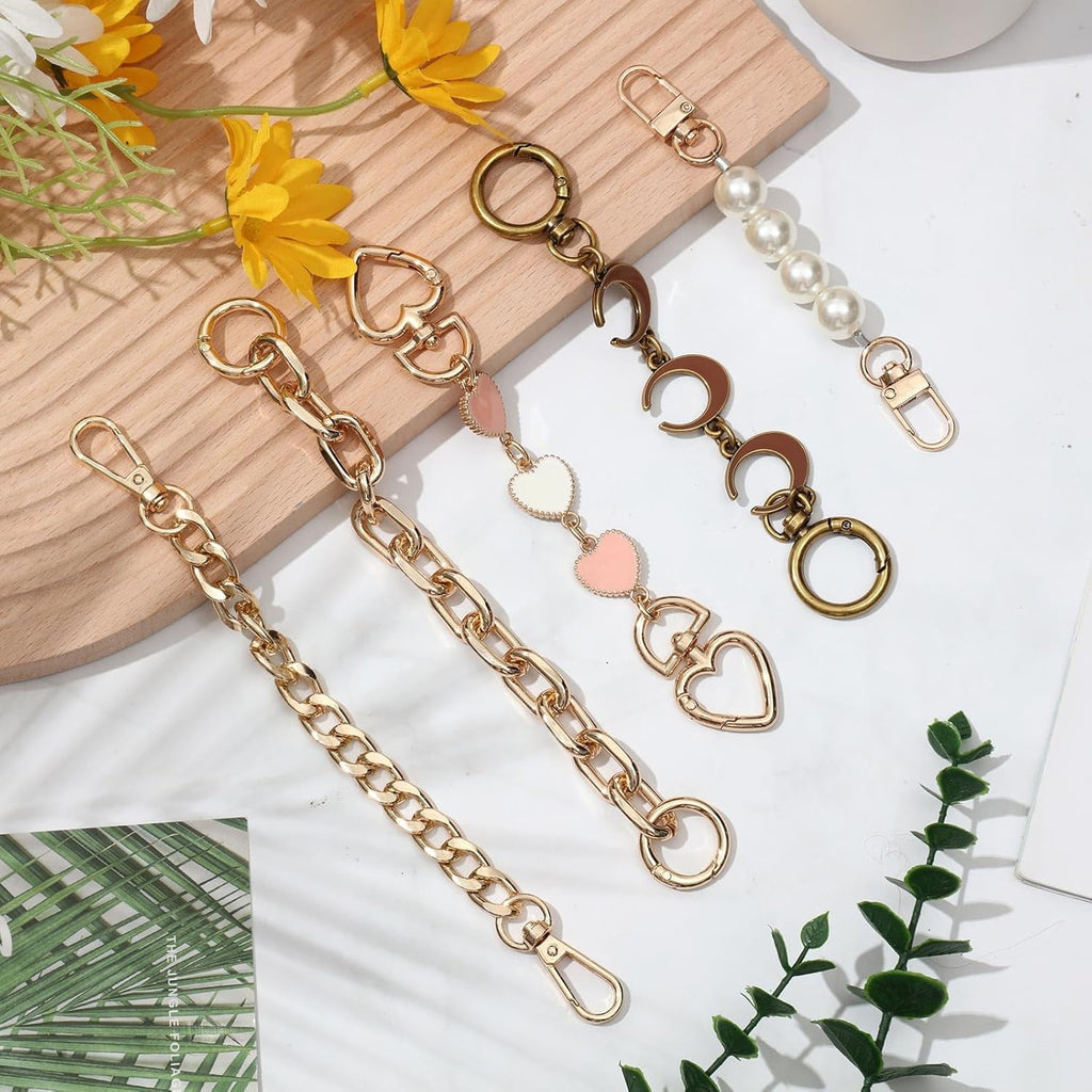 5 count Bag Extender Chain Purse Strap Extender   Bag Replacement Chain for Handbag Crossbag ShoulderBag Making Supplies Purse Chains Accessories(Stylish)