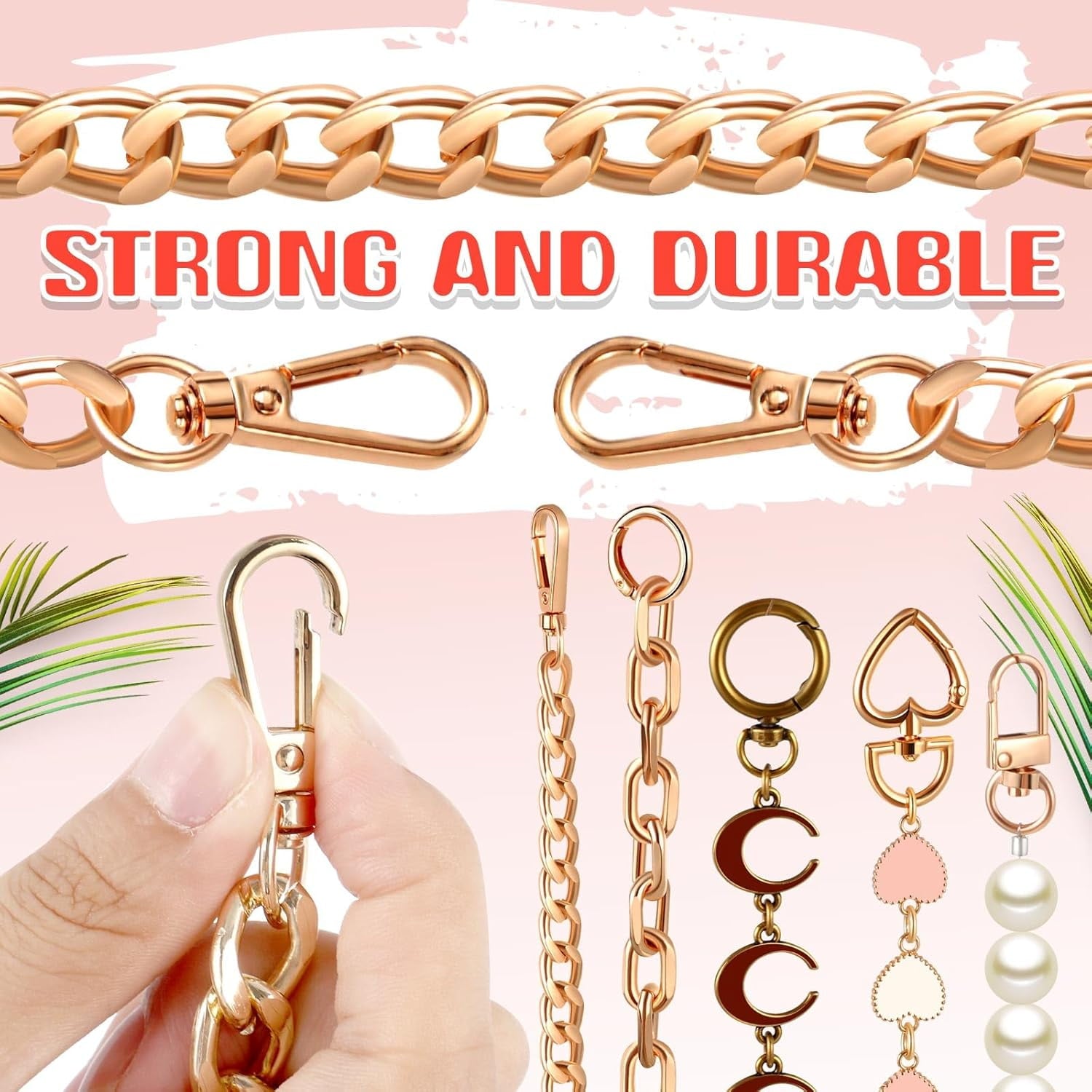 5 count Bag Extender Chain Purse Strap Extender   Bag Replacement Chain for Handbag Crossbag ShoulderBag Making Supplies Purse Chains Accessories(Stylish)