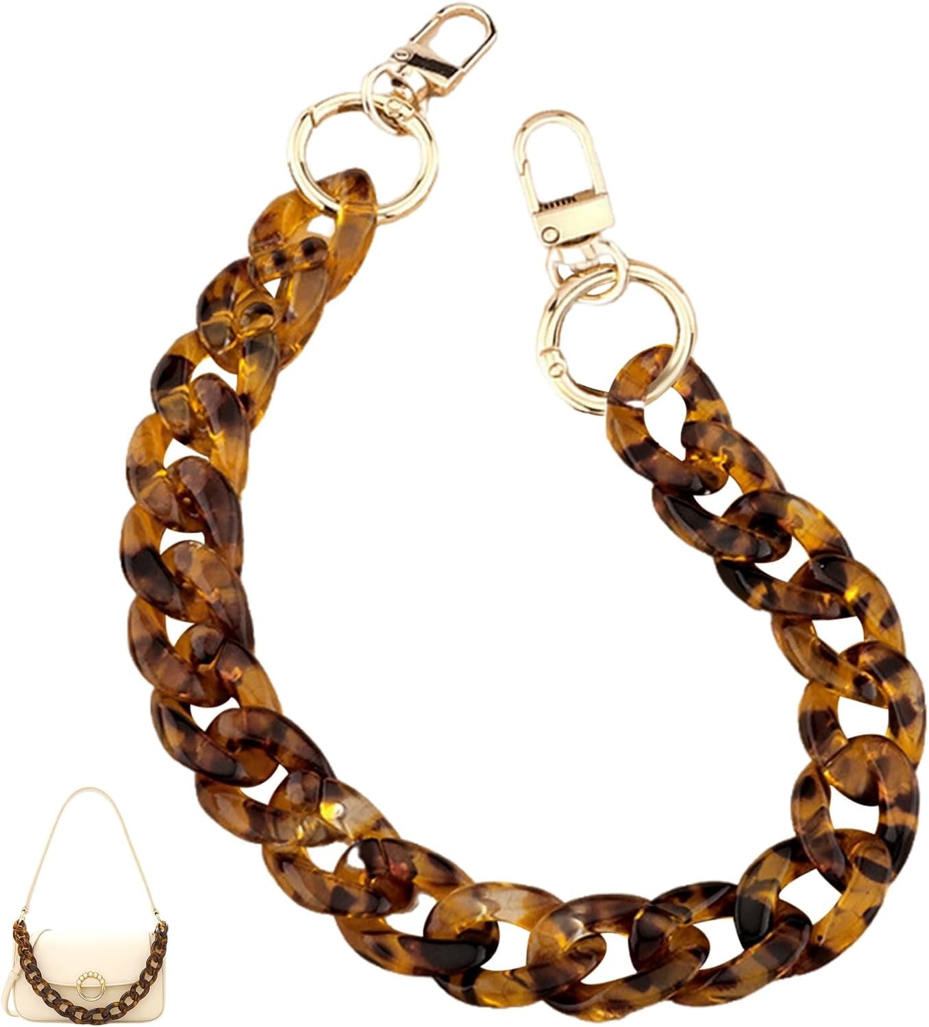 Purse Strap, Chain for Purse, Bag Charms Chain - Only 14.1 Inches  Short Thick Leopard  Strap with  Buckle, Purse Handle Replacement (1PCS)