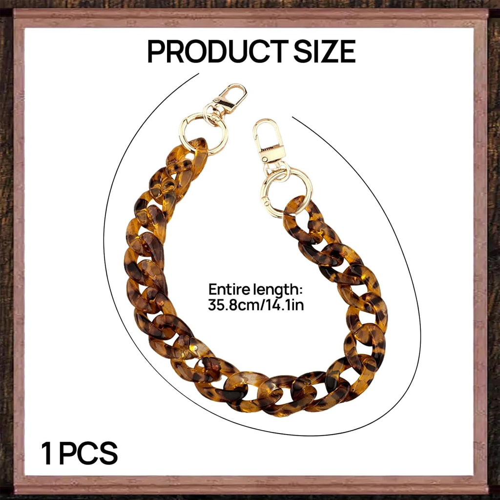 Purse Strap, Chain for Purse, Bag Charms Chain - Only 14.1 Inches  Short Thick Leopard  Strap with  Buckle, Purse Handle Replacement (1PCS)
