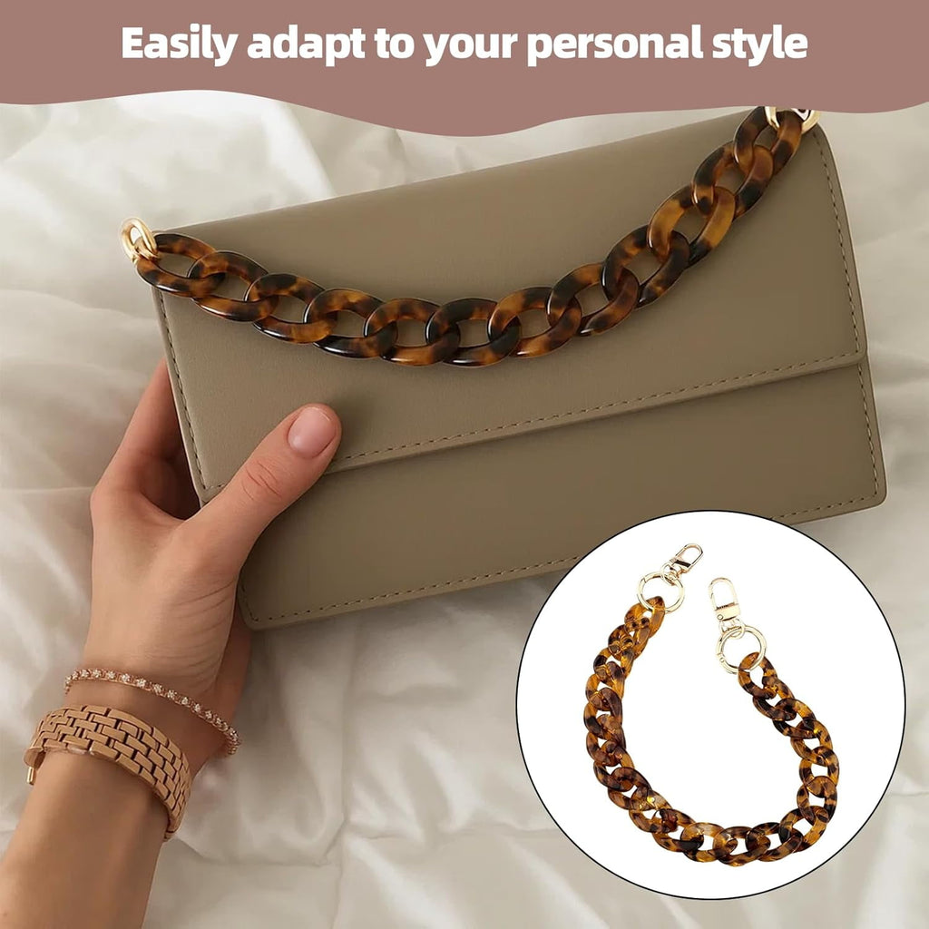 Purse Strap, Chain for Purse, Bag Charms Chain - Only 14.1 Inches  Short Thick Leopard  Strap with  Buckle, Purse Handle Replacement (1PCS)