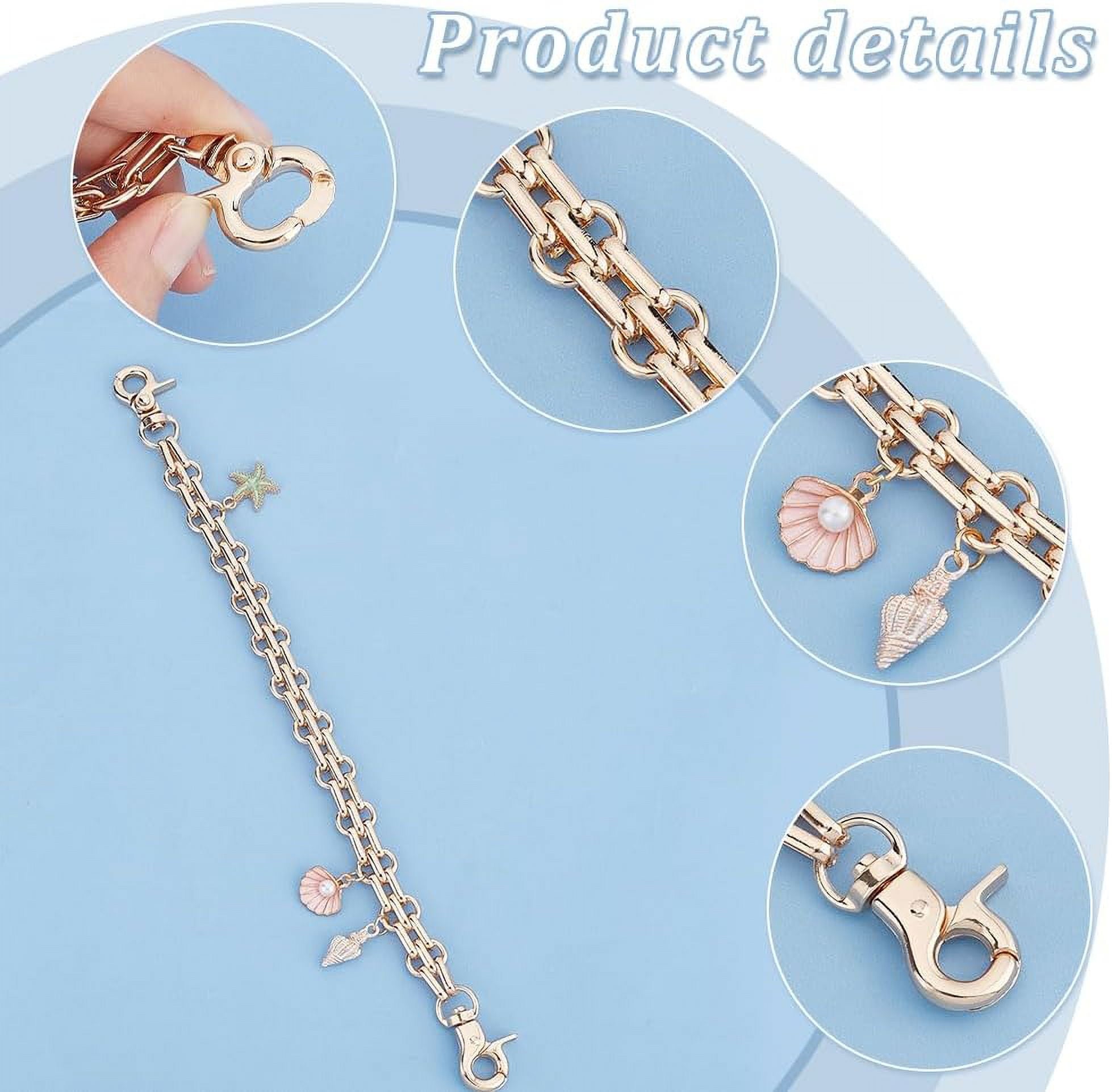 2 count Purse Chain Replacement 9.8" Short Chain Straps Starfish Shell Charm Purse Handle Extender Summer Beach Decorative Bag Chains Golden Chain for Handbag Wallet Crossbody  Bag
