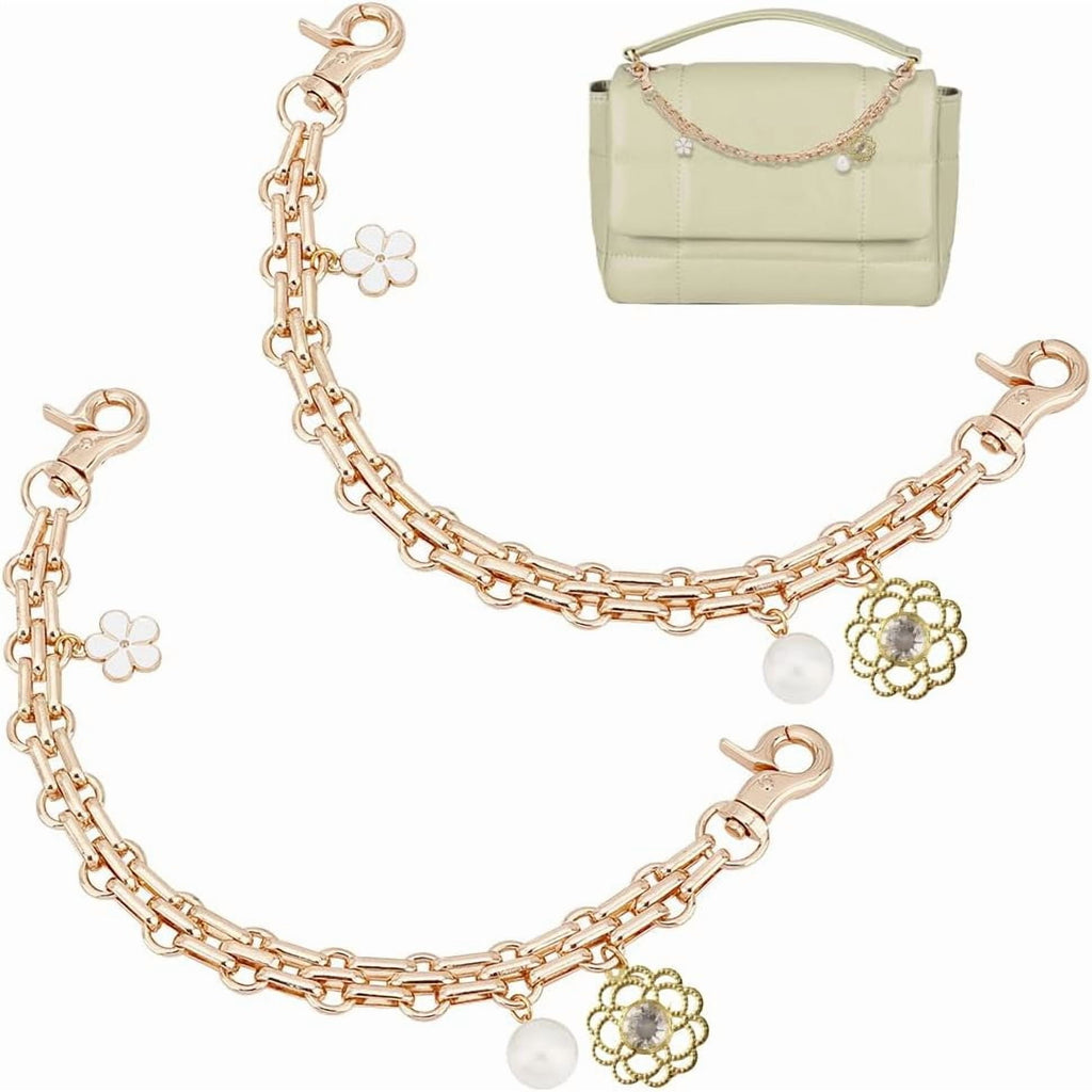 2 count Purse Chain Replacement 9.8" Short Chain Straps Starfish Shell Charm Purse Handle Extender Summer Beach Decorative Bag Chains Golden Chain for Handbag Wallet Crossbody  Bag