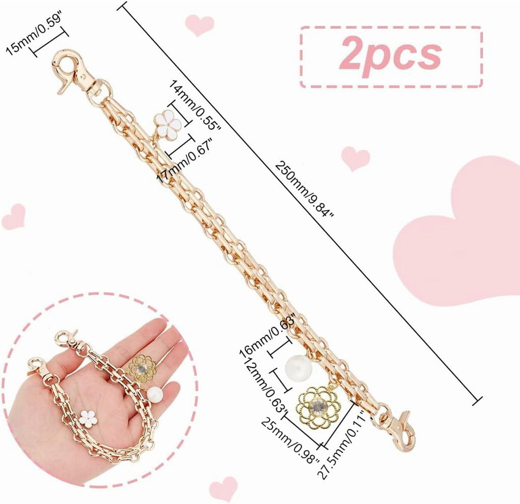 2 count Purse Chain Replacement 9.8" Short Chain Straps Starfish Shell Charm Purse Handle Extender Summer Beach Decorative Bag Chains Golden Chain for Handbag Wallet Crossbody  Bag