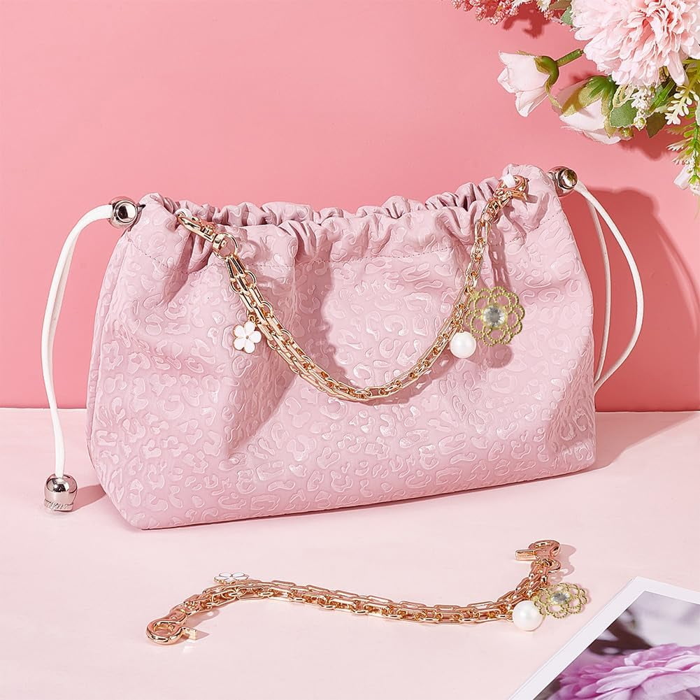 2 count Purse Chain Replacement 9.8" Short Chain Straps Starfish Shell Charm Purse Handle Extender Summer Beach Decorative Bag Chains Golden Chain for Handbag Wallet Crossbody  Bag