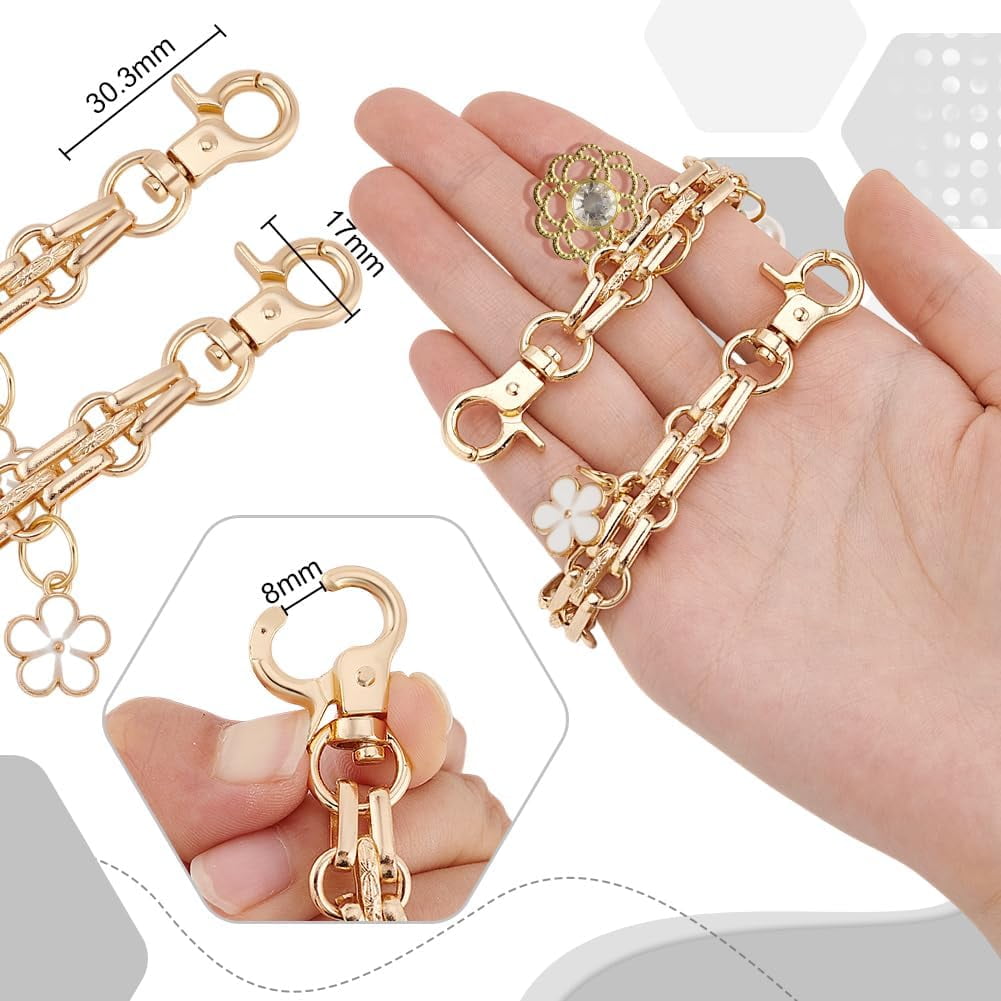 2 count Purse Chain Replacement 9.8" Short Chain Straps Starfish Shell Charm Purse Handle Extender Summer Beach Decorative Bag Chains Golden Chain for Handbag Wallet Crossbody  Bag