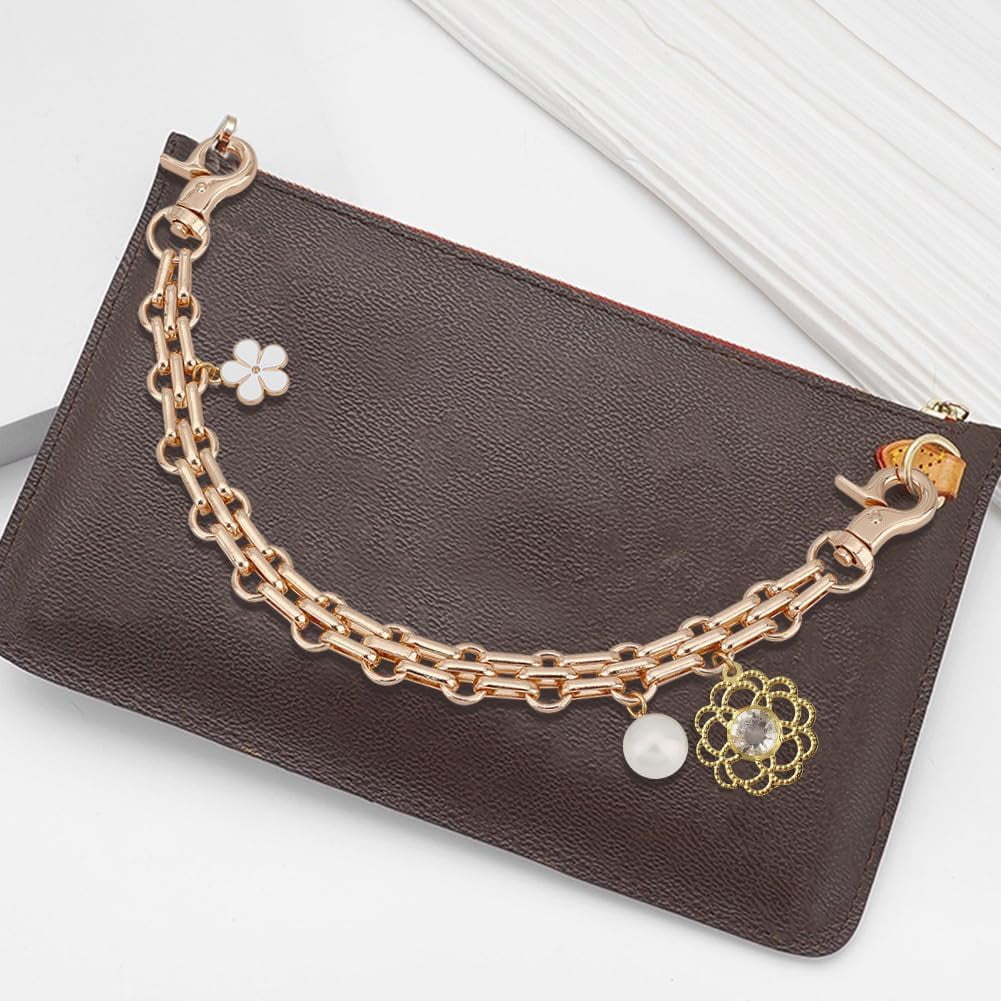 2 count Purse Chain Replacement 9.8" Short Chain Straps Starfish Shell Charm Purse Handle Extender Summer Beach Decorative Bag Chains Golden Chain for Handbag Wallet Crossbody  Bag