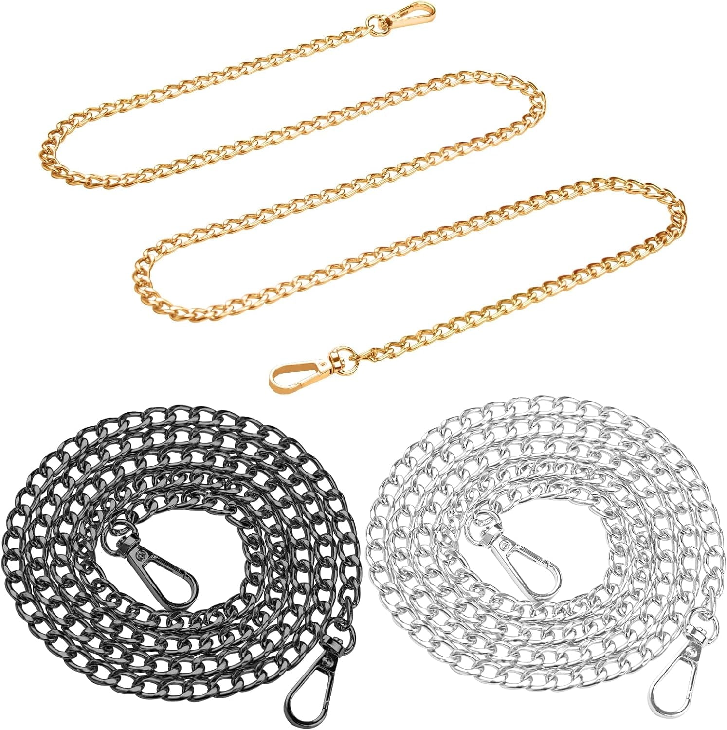 3Pcs Bag Purse Chain Straps,47inch Chain Purse Strap Accessories for Handlebag Crossbody Purses