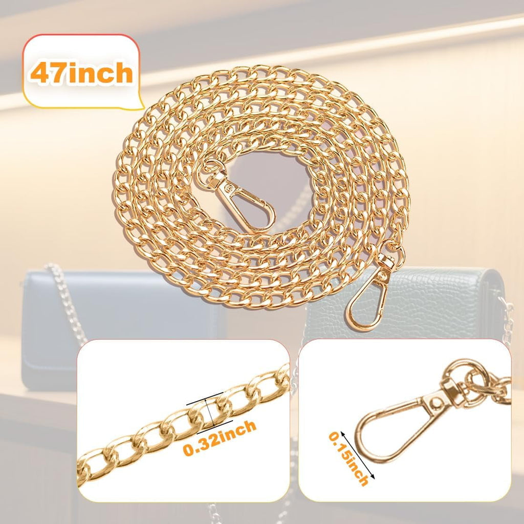 3Pcs Bag Purse Chain Straps,47inch Chain Purse Strap Accessories for Handlebag Crossbody Purses