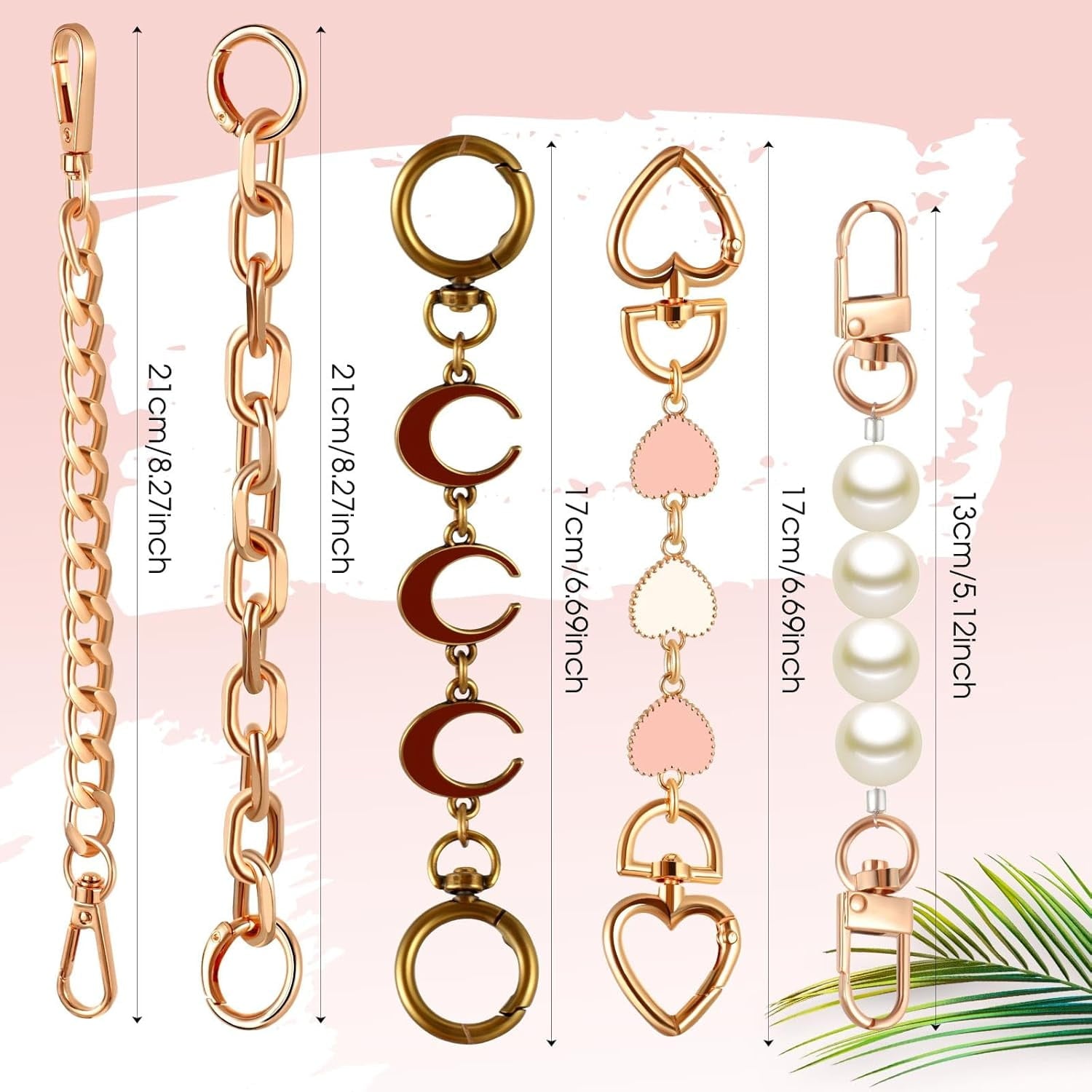 5 count Bag Extender Chain Purse Strap Extender   Bag Replacement Chain for Handbag Crossbag ShoulderBag Making Supplies Purse Chains Accessories(Stylish)