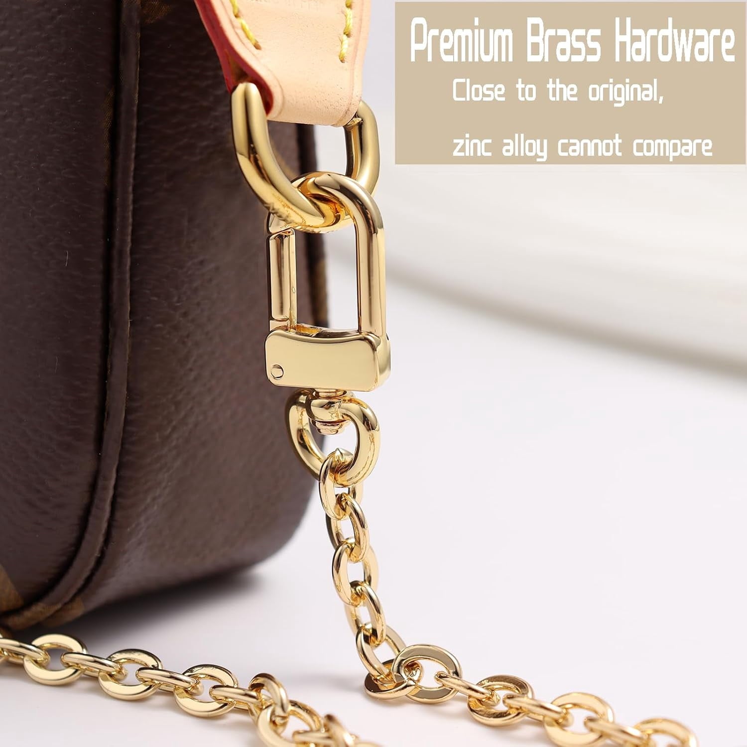 Mini Copper Purse Chain Strap bag chain Strap Purse Straps    Replacement Straps with  Buckles