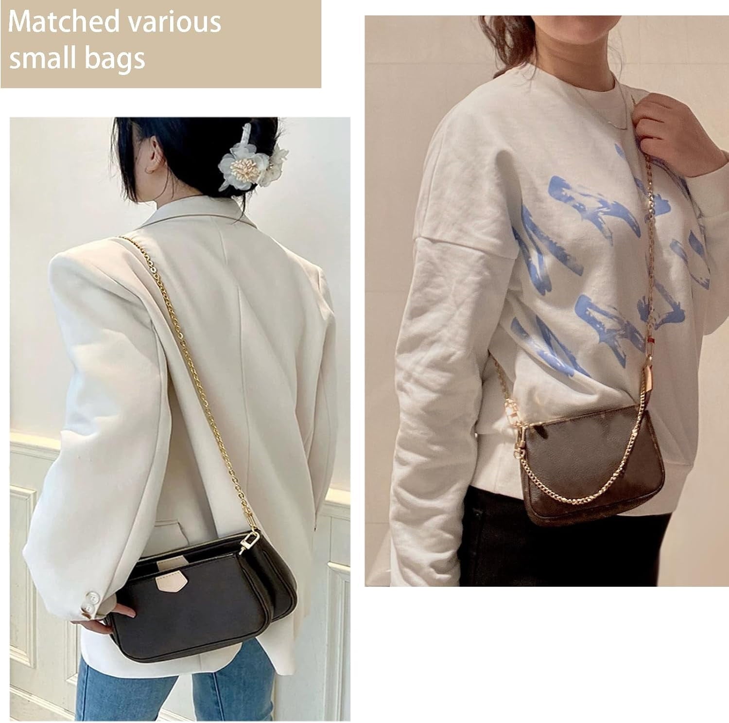 Mini Copper Purse Chain Strap bag chain Strap Purse Straps    Replacement Straps with  Buckles