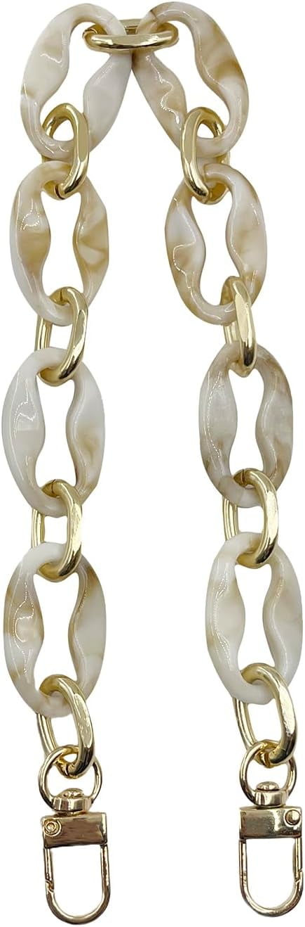 15.7 inch Purse Chain Strap Replacement  Purse Handle Stylish Bag Charms Chain Handbag Accessories DIY Craft(Light Brown and Beige)