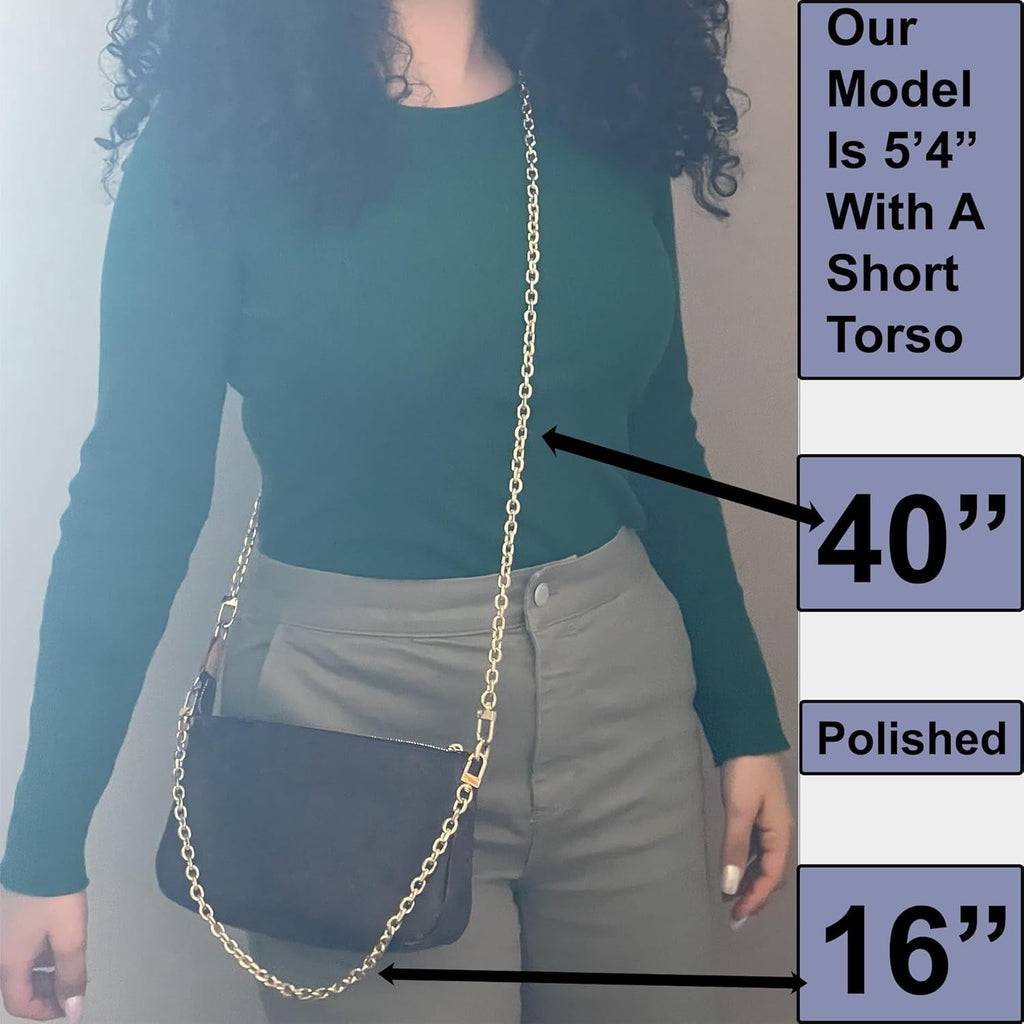 Rolo Purse Chain  Cut Crossbody  Strap (9mm) Polished -  (8" / 20cm)