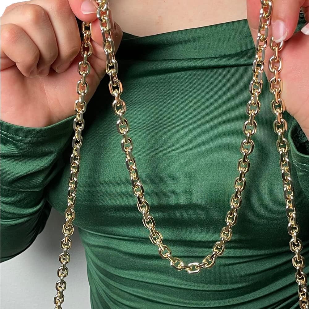 Rolo Purse Chain  Cut Crossbody  Strap (9mm) Polished -  (8" / 20cm)