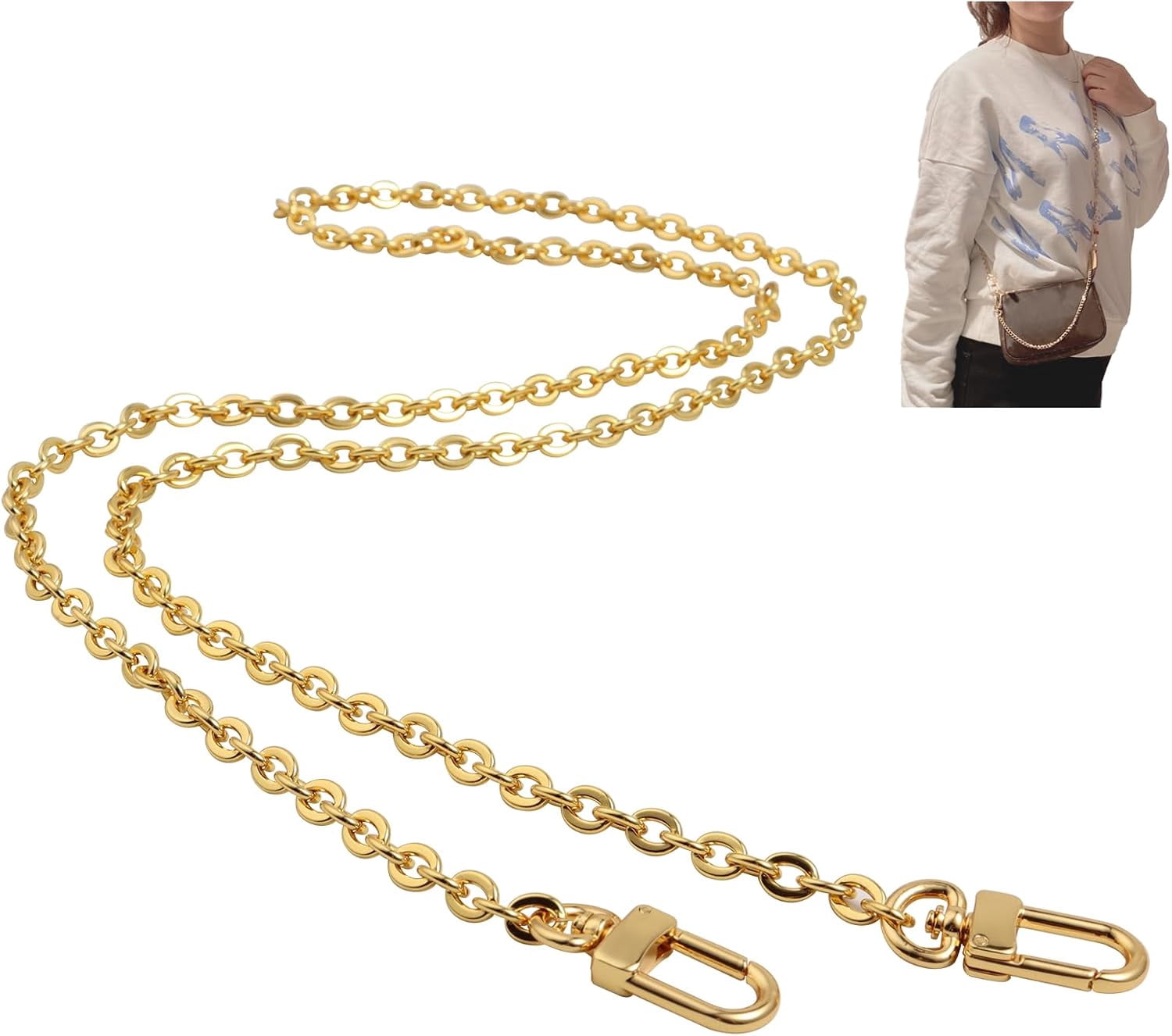 Mini Copper Purse Chain Strap bag chain Strap Purse Straps    Replacement Straps with  Buckles