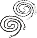 2 count Purse Chain Strap, Leather Iron Flat Chain Strap Handbag Chains Purse Straps Replacement Strap Crossbody Bag Straps Purse Accessories, Black Grey and Black