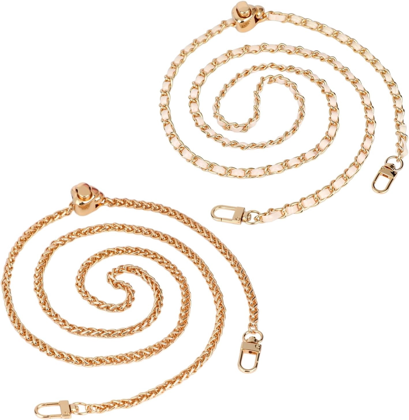 2 count Adjustable Purse Chain Straps,  in   Bag Strap Crossbody, White Leather Chain Strap Replacement for Thin  Bag Chain Handbag Strap,  &amp; White